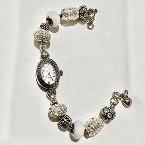 WHITE EUROPEAN BEADED WATCH